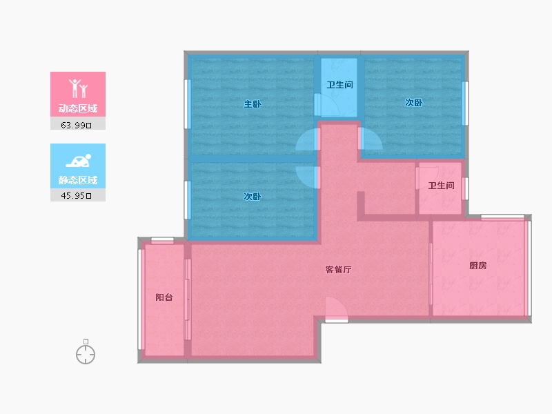 河南省-洛阳市-嵩县城关镇高都社区安置小区-98.00-户型库-动静分区