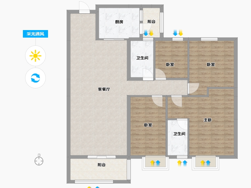 广东省-云浮市-翔顺筠州花园-二区-146.00-户型库-采光通风