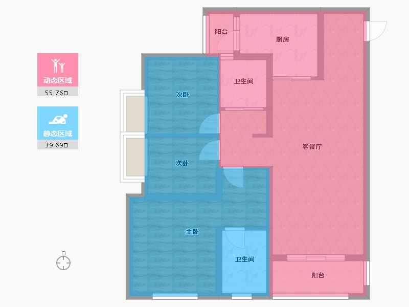 云南省-昆明市-俊发·彩云城·辰湾-90.00-户型库-动静分区