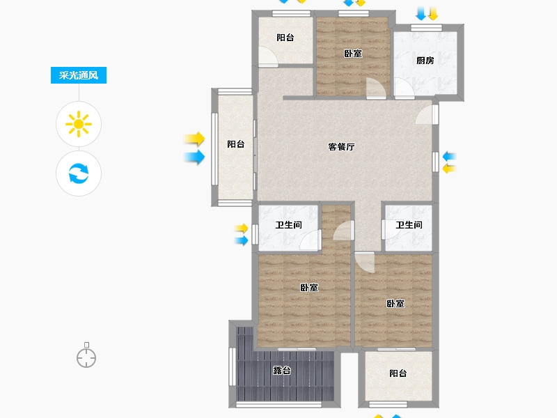 江苏省-苏州市-明珠城聆湖苑西区-95.00-户型库-采光通风