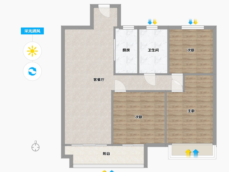 山东省-德州市-泽信云筑-80.00-户型库-采光通风