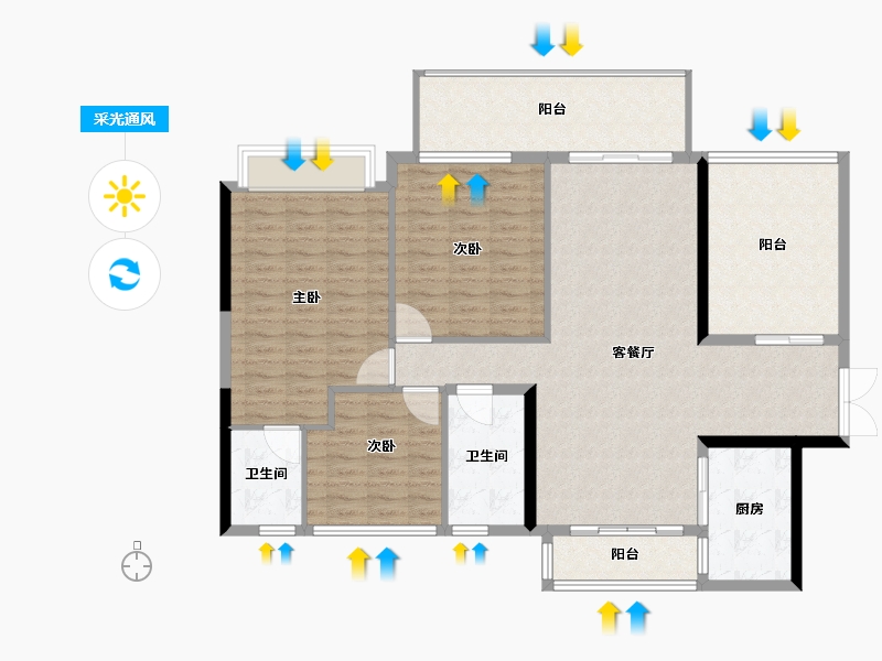 广东省-湛江市-万和乐华花园-129.40-户型库-采光通风