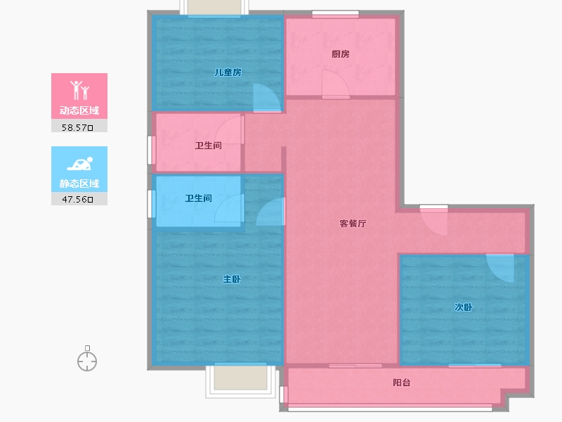 安徽省-安庆市-桐城碧桂园天樾-97.00-户型库-动静分区