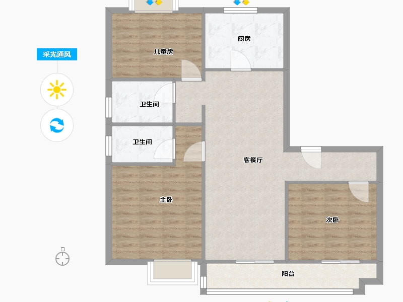 安徽省-安庆市-桐城碧桂园天樾-97.00-户型库-采光通风