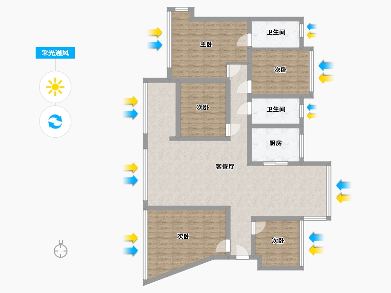 湖南省-衡阳市-融冠·亲城-141.00-户型库-采光通风