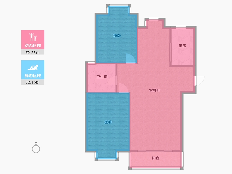 江苏省-苏州市-新康花园名苑-90.00-户型库-动静分区