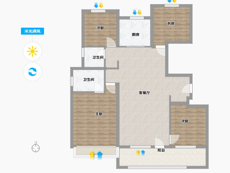 山东省-潍坊市-中海九樾-121.00-户型库-采光通风