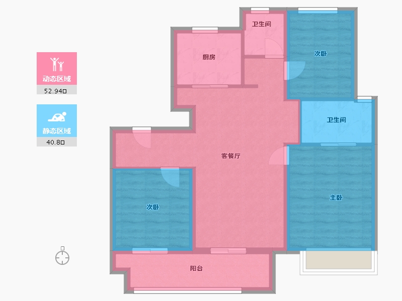 浙江省-杭州市-青山湖畔御庭园-84.00-户型库-动静分区