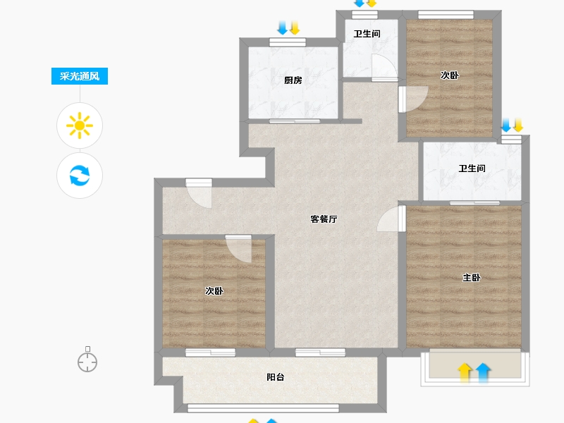 浙江省-杭州市-青山湖畔御庭园-84.00-户型库-采光通风