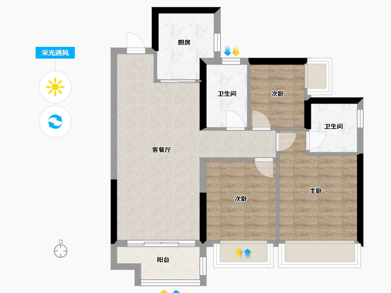 广东省-广州市-云城星悦-69.00-户型库-采光通风