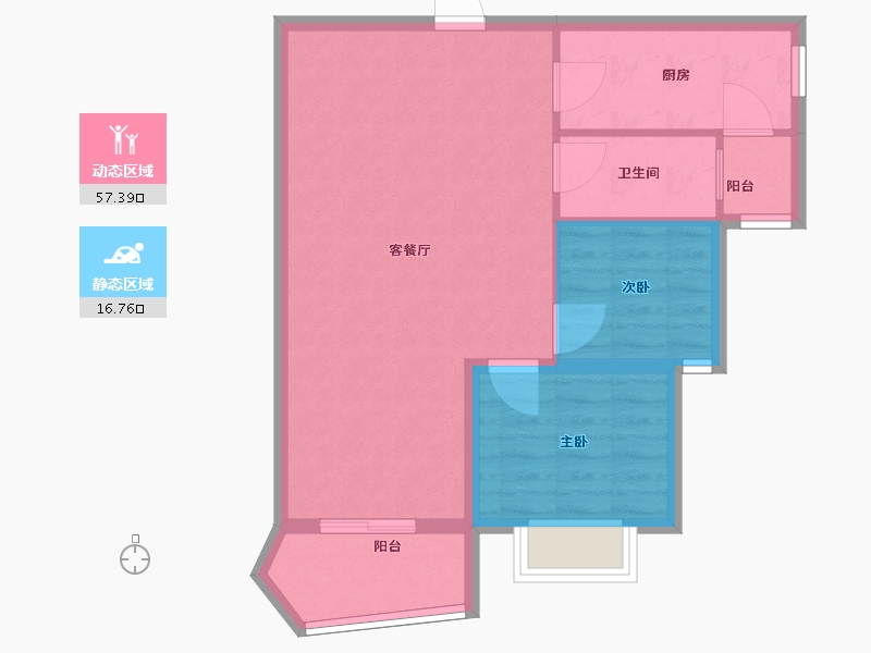 安徽省-淮南市-恒大绿洲-67.00-户型库-动静分区