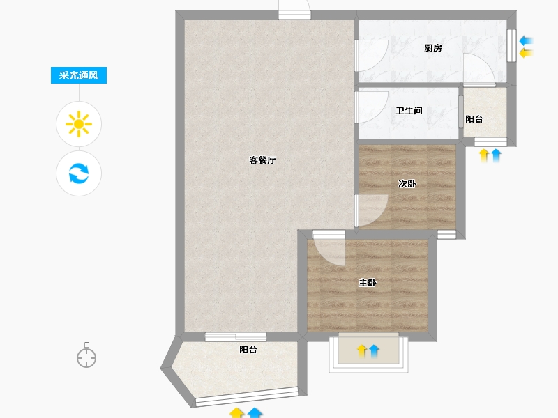 安徽省-淮南市-恒大绿洲-67.00-户型库-采光通风