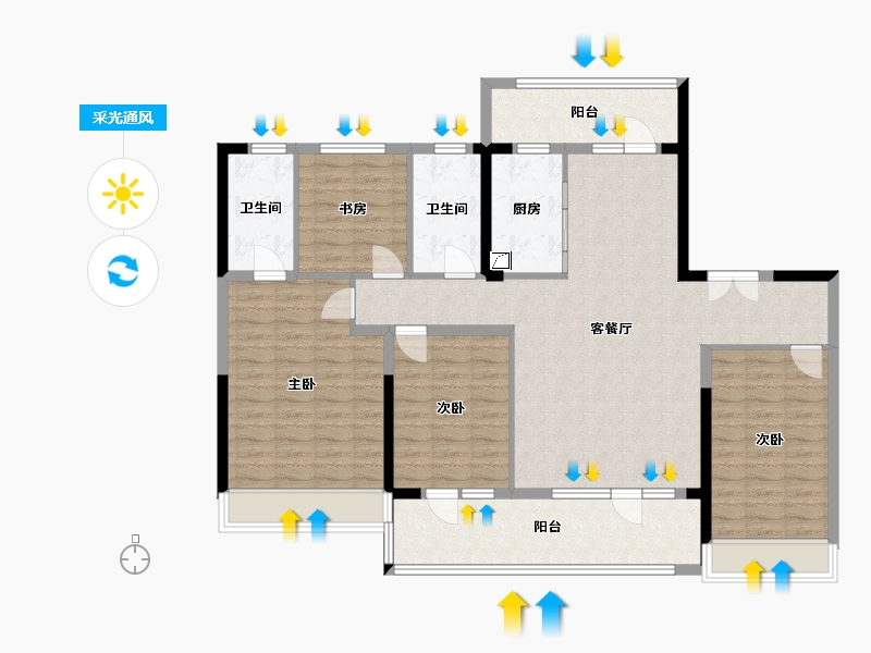 山东省-潍坊市-清河熙华园-130.00-户型库-采光通风