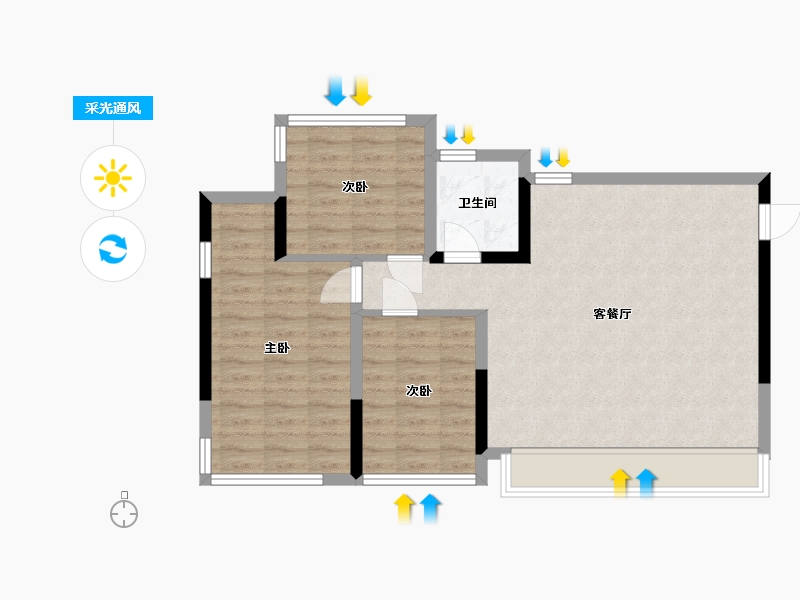 四川省-成都市-戛纳湾(华阳三店)-75.00-户型库-采光通风