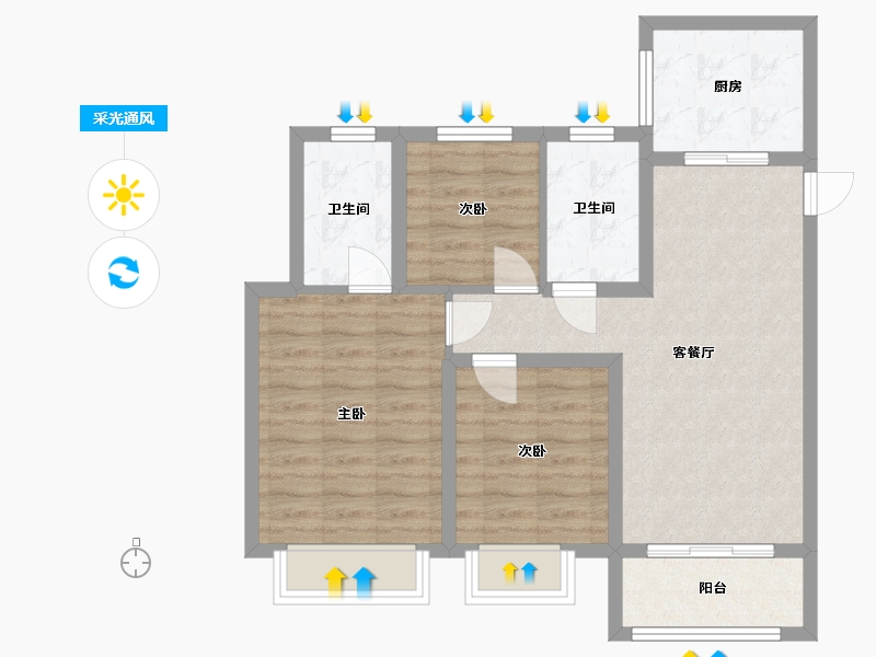 山东省-济南市-海信九麓府墨园-115.00-户型库-采光通风