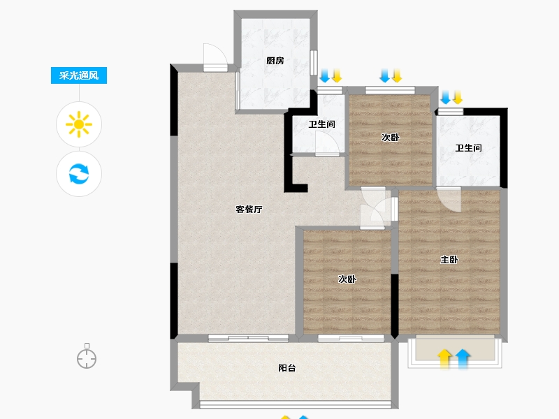 山东省-泰安市-新华御湖庄园-98.00-户型库-采光通风