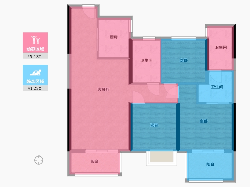 湖北省-武汉市-天汇龙城-86.00-户型库-动静分区