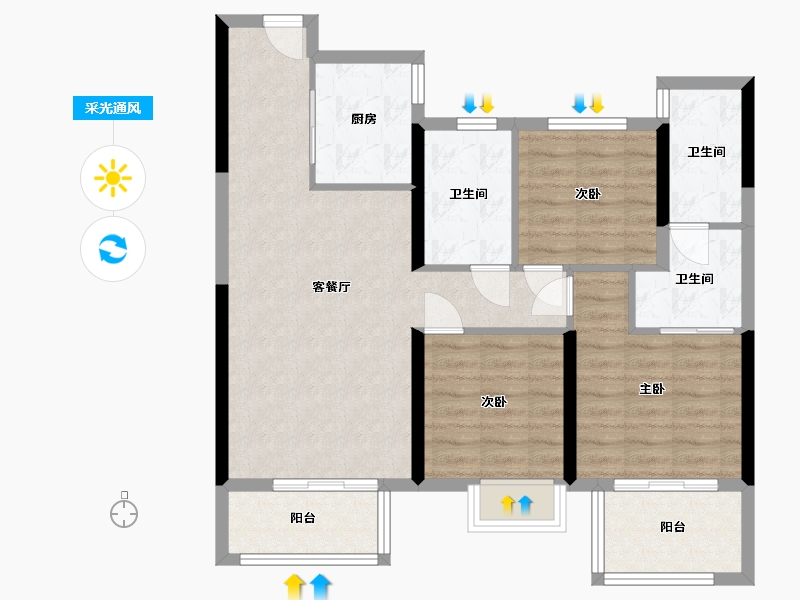 湖北省-武汉市-天汇龙城-86.00-户型库-采光通风