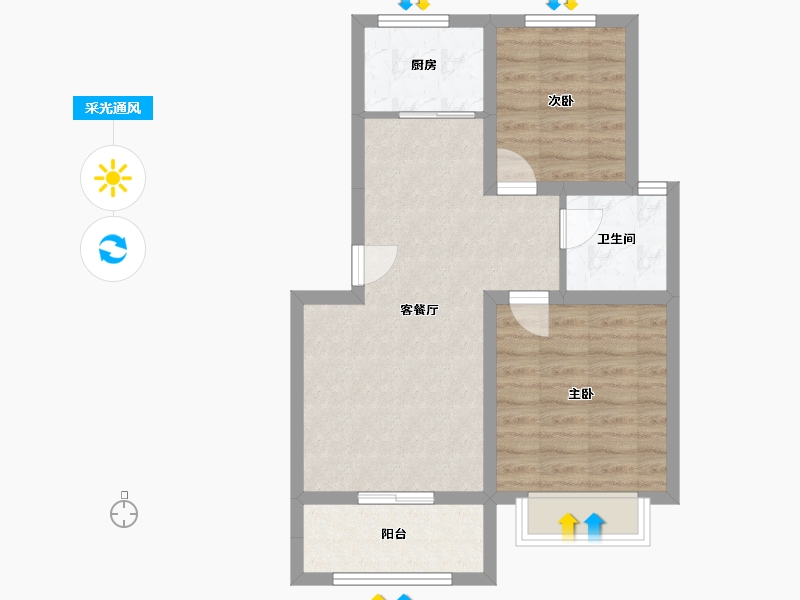 山东省-济南市-中康百合新城-67.00-户型库-采光通风