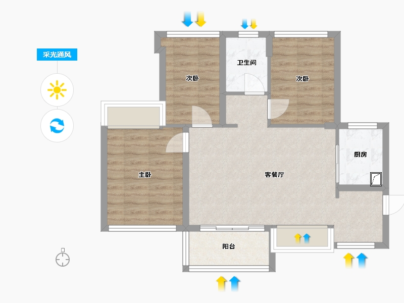 海南省-海口市-安居尚龙苑-68.00-户型库-采光通风