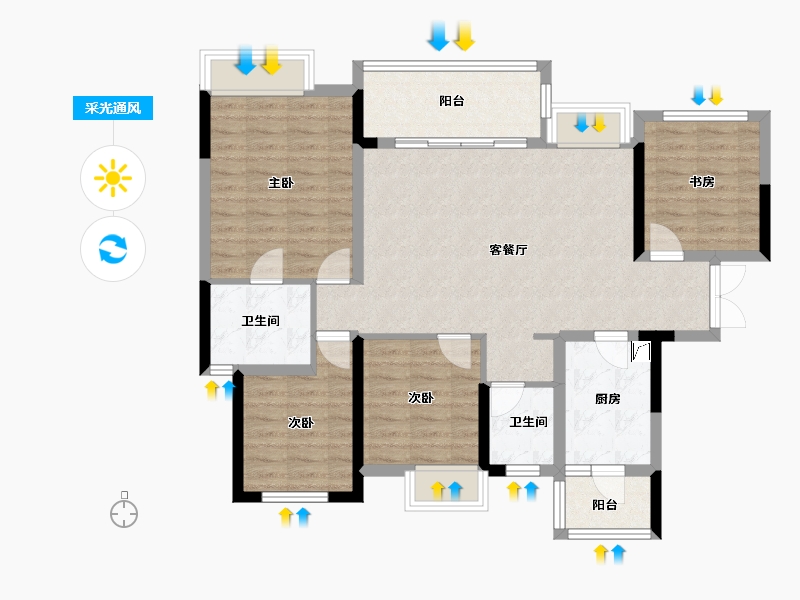 四川省-自贡市-绿地新里城-103.04-户型库-采光通风