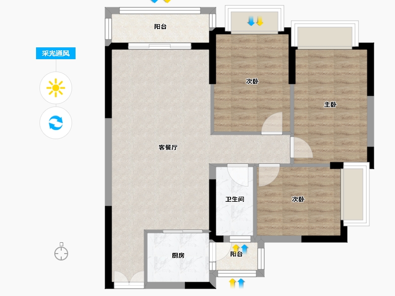 广东省-清远市-汇丰花园-78.00-户型库-采光通风