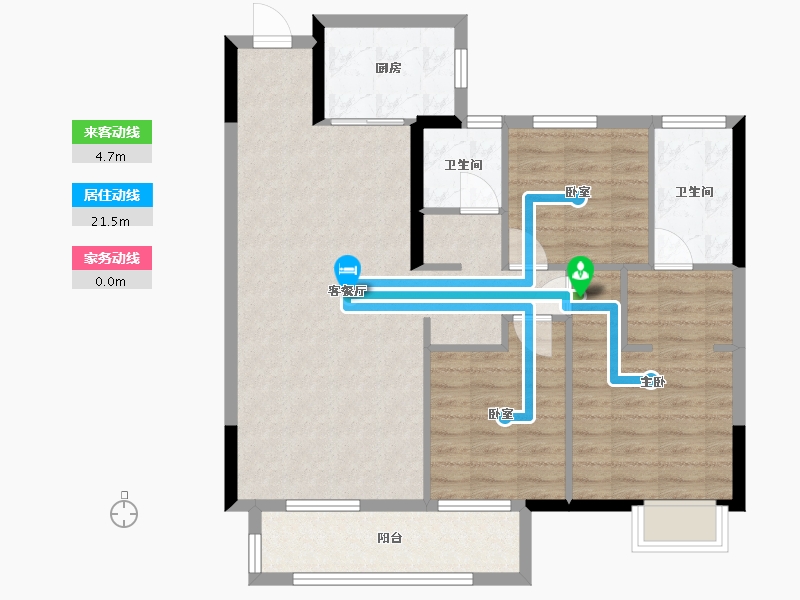 湖北省-武汉市-沌口馨苑-90.00-户型库-动静线