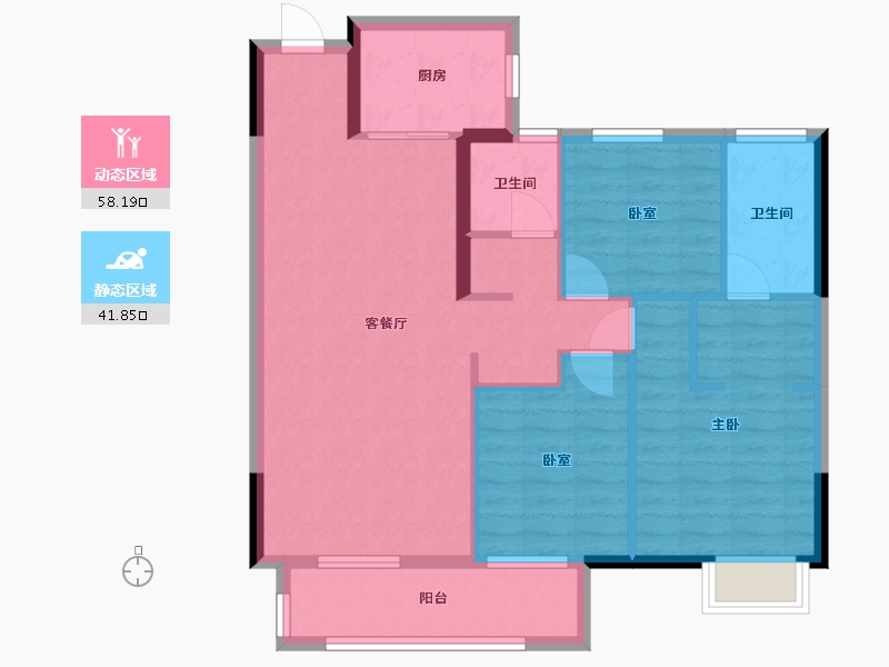 湖北省-武汉市-沌口馨苑-90.00-户型库-动静分区