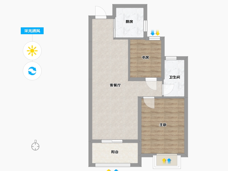 浙江省-台州市-滨江·悦湖蓝庭-68.00-户型库-采光通风