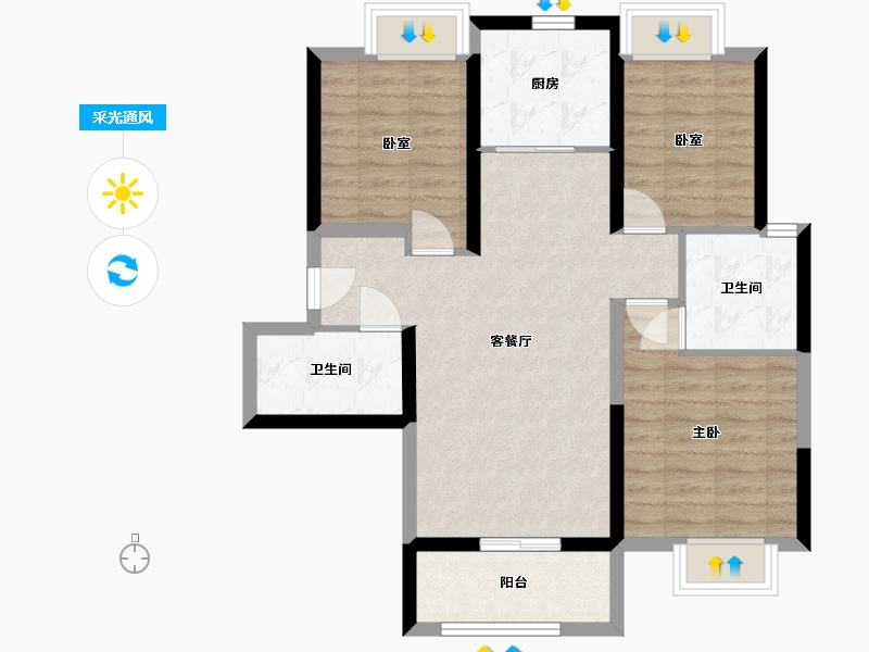 湖北省-武汉市-天汇龙城-98.00-户型库-采光通风