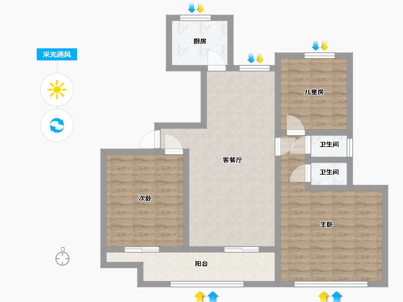 江西省-上饶市-公园壹号-105.00-户型库-采光通风