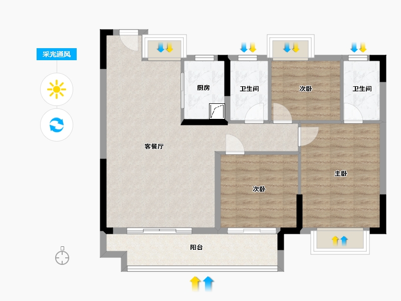 江西省-抚州市-硕丰壹方城-86.00-户型库-采光通风