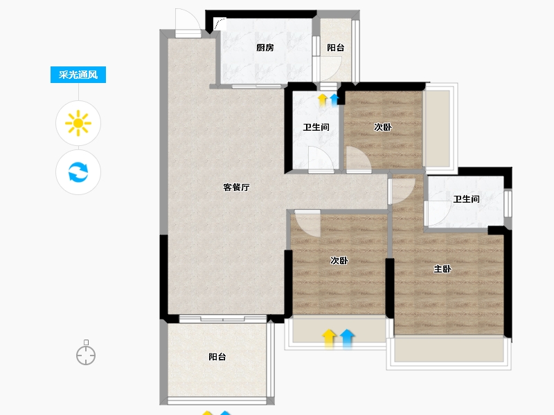 广东省-江门市-汇峰天瑞-101.00-户型库-采光通风