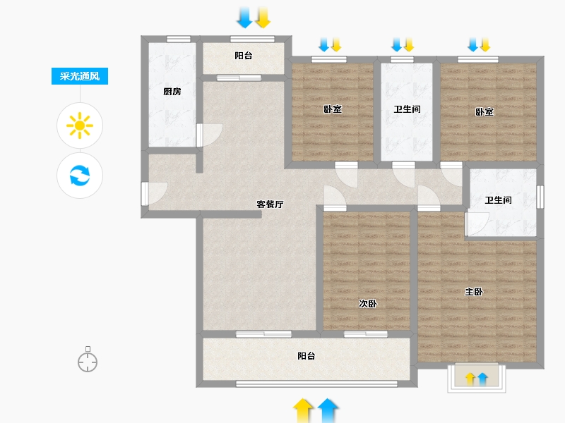 河南省-南阳市-中源花园-130.00-户型库-采光通风