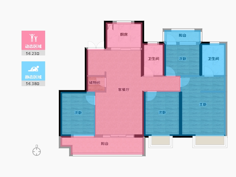 浙江省-台州市-锦钰园-110.00-户型库-动静分区