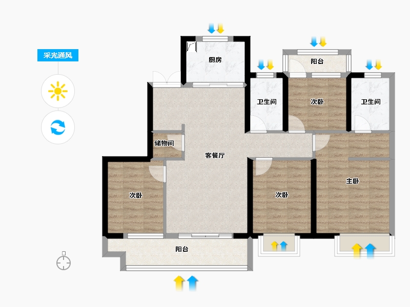 浙江省-台州市-锦钰园-110.00-户型库-采光通风