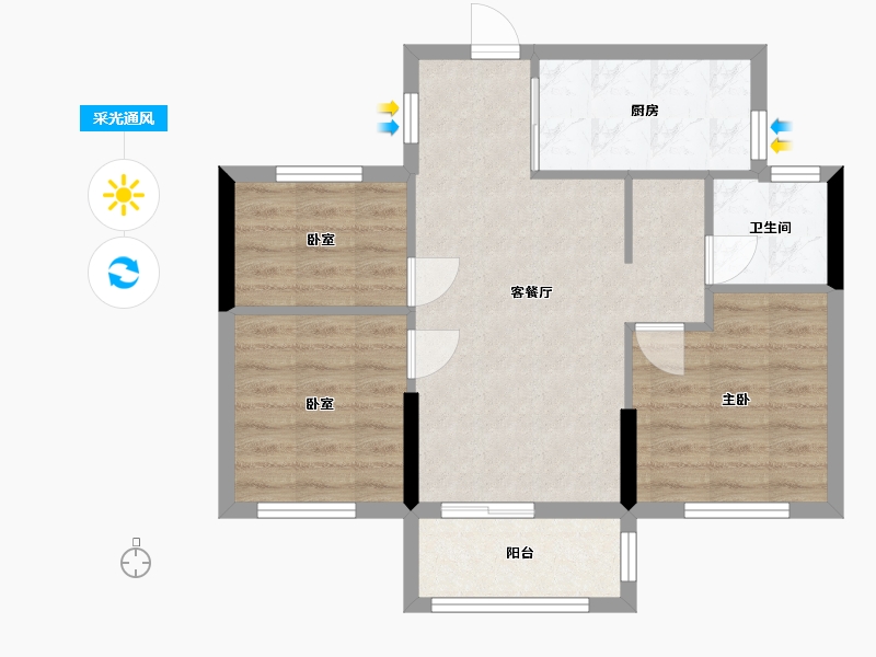 福建省-福州市-金地五四领峯-63.00-户型库-采光通风