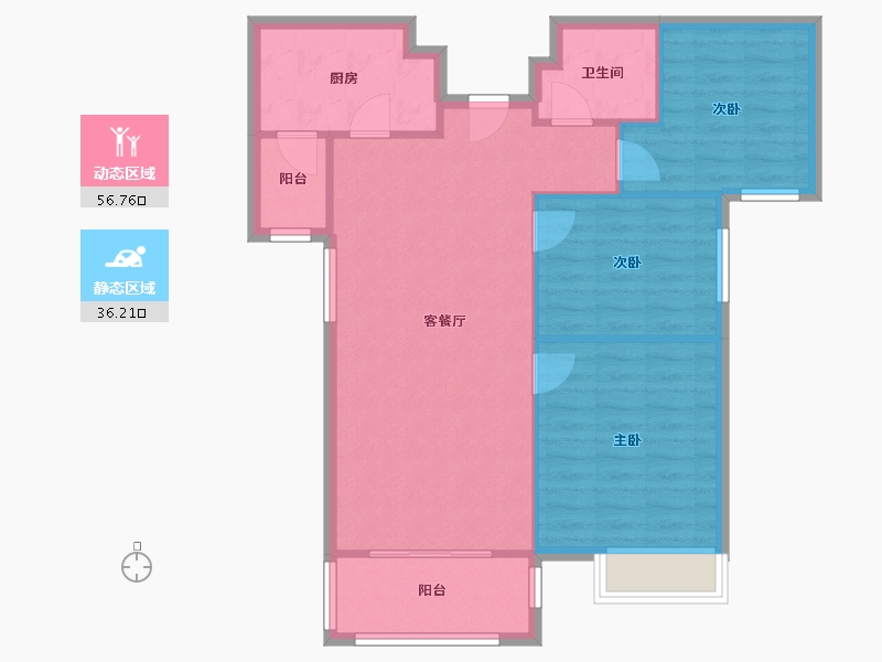 陕西省-咸阳市-阳光城西西里-90.00-户型库-动静分区