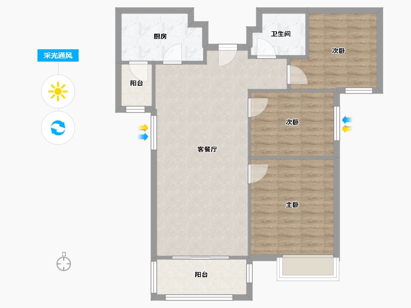 陕西省-咸阳市-阳光城西西里-90.00-户型库-采光通风