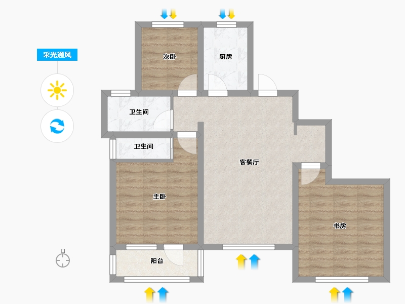 山东省-烟台市-祥隆理想城-72.63-户型库-采光通风