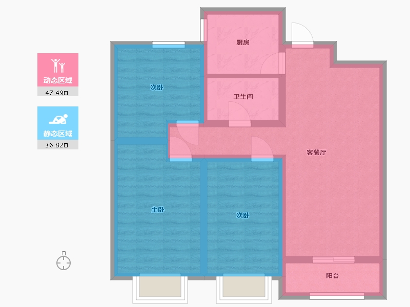 山西省-吕梁市-崇文学府-88.00-户型库-动静分区