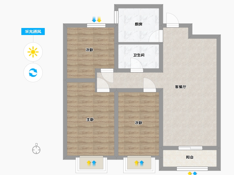 山西省-吕梁市-崇文学府-88.00-户型库-采光通风