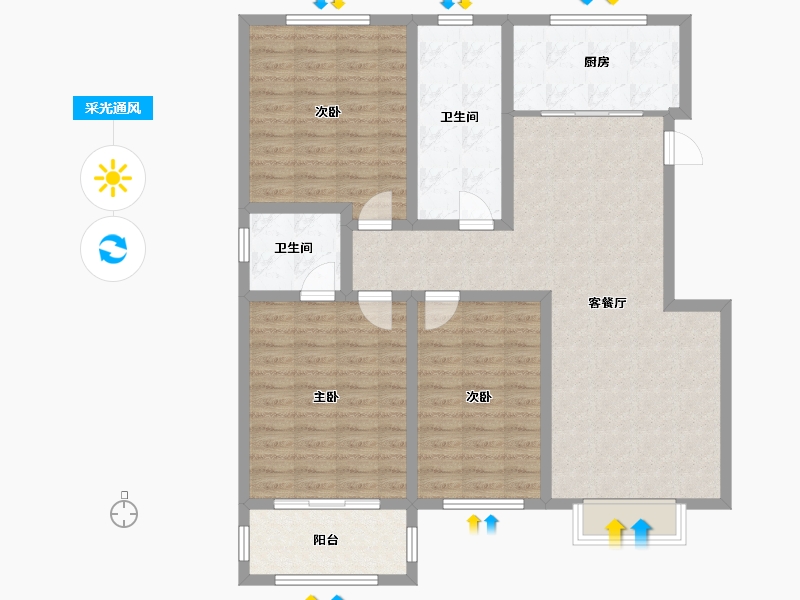 河南省-洛阳市-锦达·瑞丰园-110.00-户型库-采光通风