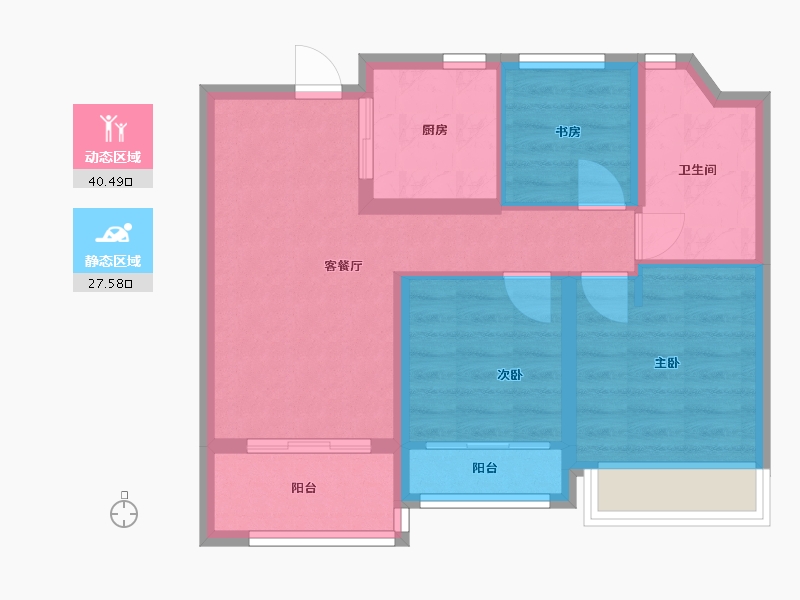 上海-上海市-招商虹桥公馆二期-60.00-户型库-动静分区