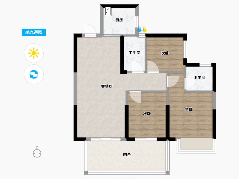 广西壮族自治区-南宁市-公园溪府-68.00-户型库-采光通风