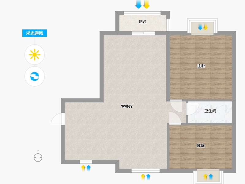 浙江省-嘉兴市-锦城-80.00-户型库-采光通风