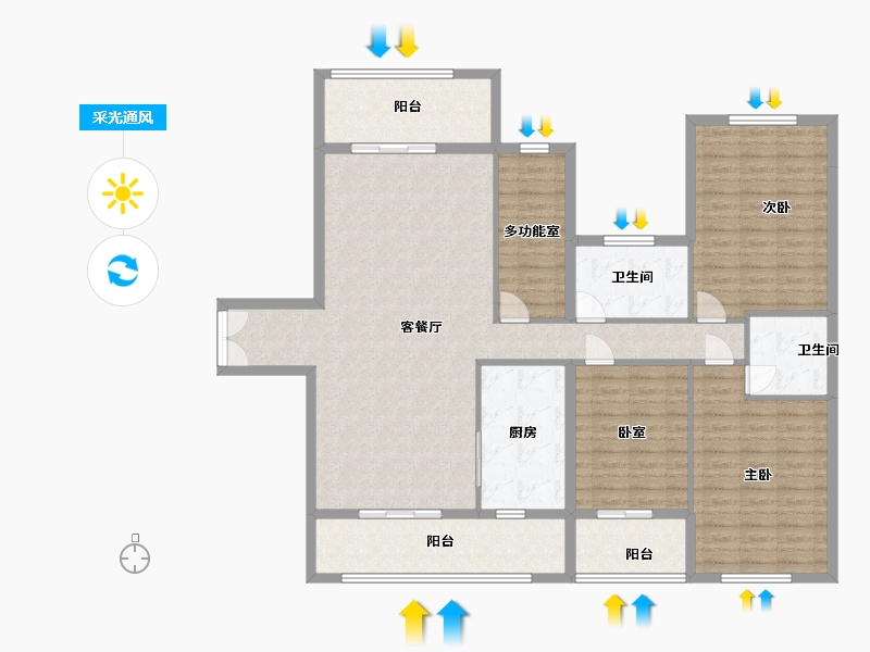 湖南省-永州市-中央花园-140.00-户型库-采光通风