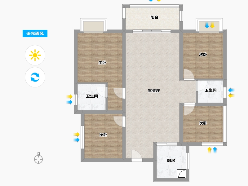 湖南省-株洲市-聚龙九号-100.00-户型库-采光通风