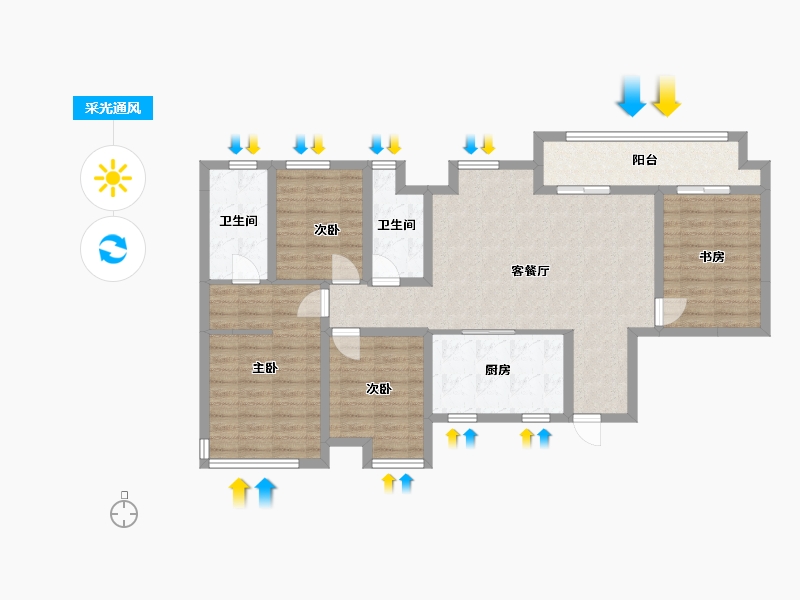 贵州省-贵阳市-中南·春风南岸-105.00-户型库-采光通风