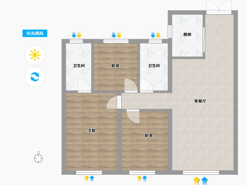 黑龙江省-佳木斯市-华强时光里-75.21-户型库-采光通风